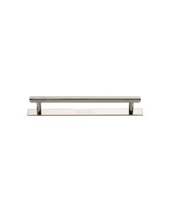 Heritage Brass Polished Nickel Finish Knurled Cabinet Pull Handle with Plate 96mm
