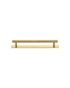 Heritage Brass Satin Brass Knurled Cabinet Pull Handle with Plate 96mm