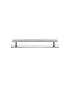Heritage Brass Satin Chrome Knurled Cabinet Pull Handle with Plate 96mm