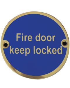 Polished Brass 76mm dia. Circular Fire Door Keep Locked