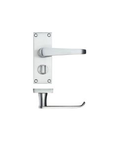 Set Satin Chrome Victorian Bathroom Lever on latch plate | PR044SC