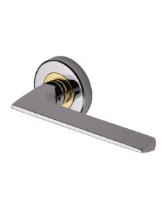 Polished Chrome/Brass Pyramid Door Handle on Round Rose