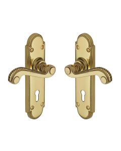 Heritage Brass Polished Brass Adam Door Handle on Plate - Lever Lock