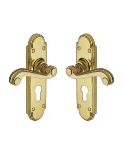 Heritage Brass Polished Brass Adam Door Handle on Plate - Euro Profile