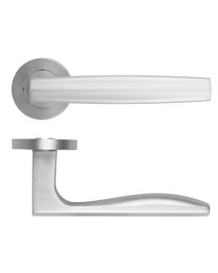 Satin Chrome Apennine Lever on Round Rose | RM140SC