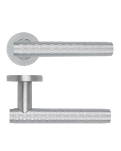 Satin Chrome Favo Lever on Round Rose | RM170SC