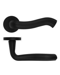 Matt Black Rococo Lever on Round Rose | RM190OMB