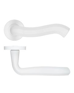 Matt White Rococo Lever on Round Rose | RM190PCW