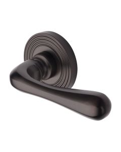 Matt Bronze Charlbury Reeded Door Handle on Round Rose