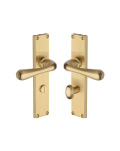 Heritage Brass Polished Chrome Charlbury Reeded Door Handle on Plate - Lever Latch