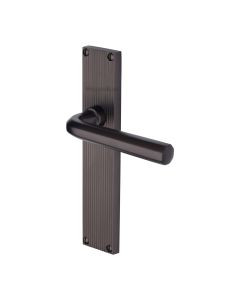 Heritage Brass Matt Bronze Octave Reeded Door Handle on Plate - Lever Latch