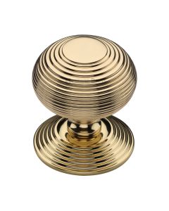 Heritage Brass Polished Brass Reeded Centre Door Knob - 76mm