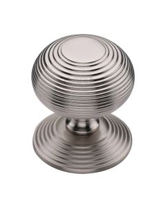 Heritage Brass Satin Nickel Reeded Centre Door Knob - 76mm
