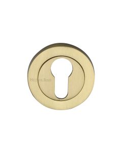 Satin Brass Euro Profile Cylinder Escutcheon Round - RS2004