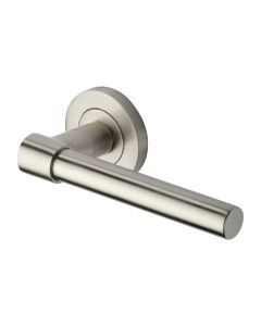 Satin Nickel Phoenix Door Handle on Round Rose