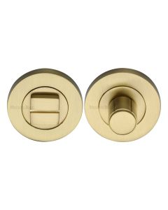 Satin Brass Round Bathroom Turn & Release - RS2030