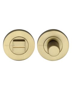 Satin Brass Round Knurled Bathroom Turn & Release