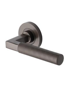 Matt Bronze Signac Door Handle on Round Rose