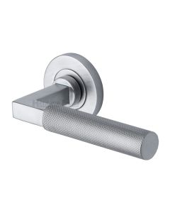 Satin Chrome Signac Door Handle on Round Rose