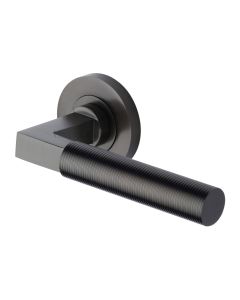 Matt Bronze Spectral Door Handle on Round Rose