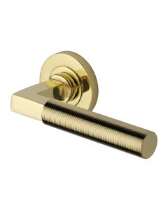 Polished Brass Spectral Door Handle on Round Rose