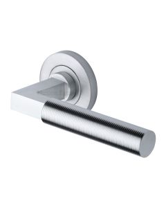 Satin Chrome Spectral Door Handle on Round Rose