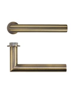 Antique Brass Lugano Lever on 32mm Round Mini Rose | RT010-MINI-AB