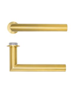 PVD Satin Brass Lugano Lever on 32mm Round Mini Rose | RT010-MINI-PVDSB