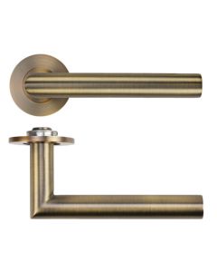 Antique Brass Lugano Lever on 4mm Round Slim Rose | RT010-SLIM-AB