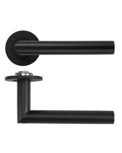 Matt Black Lugano Lever on 4mm Round Slim Rose | RT010-SLIM-PCB