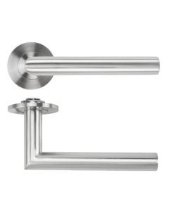 Satin Stainless Steel Lugano Lever on 4mm Round Slim Rose | RT010-SLIM-SSS