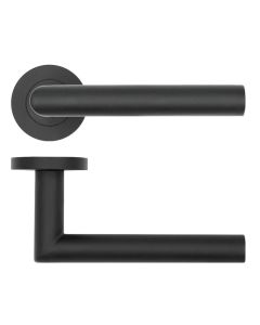Matt Black Lugano Lever on Round Rose | RT010PCB