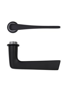 Powder Coat Black Como Lever on 32mm Round Mini Rose | RT020-MINI-PCB