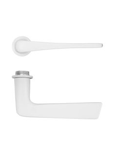 Powder Coat White Como Lever on 32mm Round Mini Rose | RT020-MINI-PCW