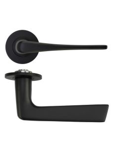 Matt Black Como Lever on 4mm Round Slim Rose | RT020-SLIM-PCB