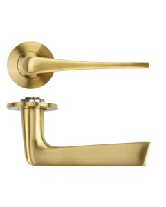 Satin Brass PVD Como Lever on 4mm Round Slim Rose | RT020-SLIM-SBPVD
