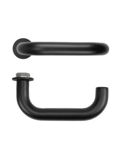 Powder Coat Black Maggiore Lever on 32mm Round Mini Rose | RT030-MINI-PCB