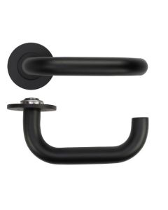 Matt Black Maggiore Lever on 4mm Round Slim Rose | RT030-SLIM-PCB