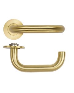 Satin Brass PVD Maggiore Lever on 4mm Round Slim Rose | RT030-SLIM-PVDSB