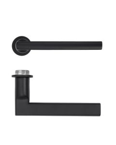 Powder Coat Black Varese Lever on 32mm Round Mini Rose | RT040-MINI-PCB