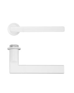 Powder Coat White Varese Lever on 32mm Round Mini Rose | RT040-MINI-PCW