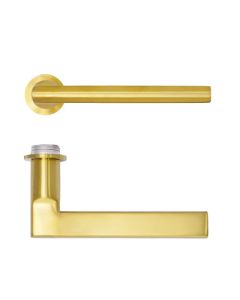 PVD Satin Brass Varese Lever on 32mm Round Mini Rose | RT040-MINI-PVDSB