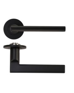 Matt Black Varese Lever on 4mm Round Slim Rose | RT040-SLIM-PCB