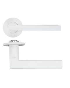 Matt White Varese Lever on 4mm Round Slim Rose | RT040-SLIM-PCW