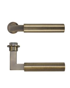 Antique Brass Garda Lever on 32mm Round Mini Rose | RT050-MINI-AB