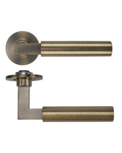 Antique Brass Garda Lever on 4mm Round Slim Rose | RT050-SLIM-AB