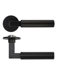 Matt Black Garda Lever on 4mm Round Slim Rose | RT050-SLIM-PCB