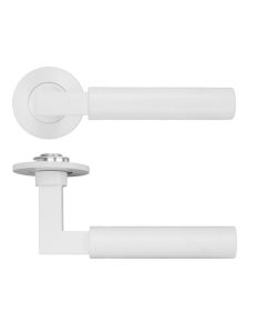 Matt White Garda Lever on 4mm Round Slim Rose | RT050-SLIM-PCW