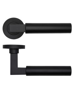 Matt Black Garda Lever on Round Rose | RT050PCB