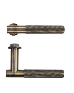 Antique Brass Orta Lever on 32mm Round Mini Rose | RT060-MINI-AB